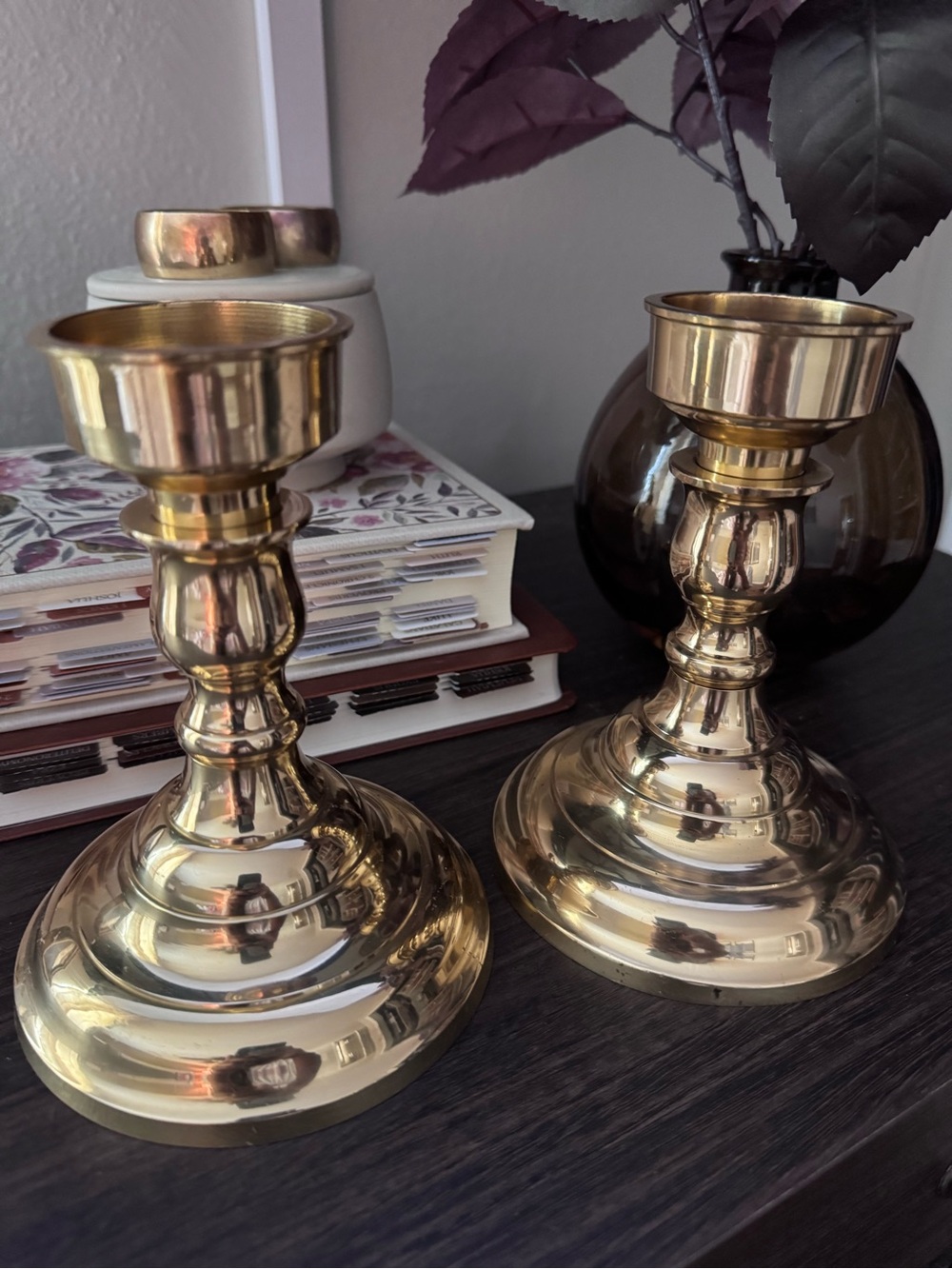 Solid Brass Candlestick Pair